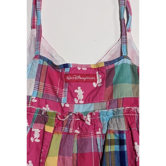 Disney Parks Patchwork Plaid Dress Girls M Mickey Mouse Print Pink - Picture 7 of 8